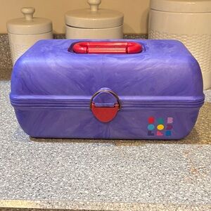 Vintage Caboodles Swirled Purple Organizer with Red Handle